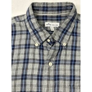 Peter Millar Button Down Long Sleeve Plaid Shirt Mens Casual